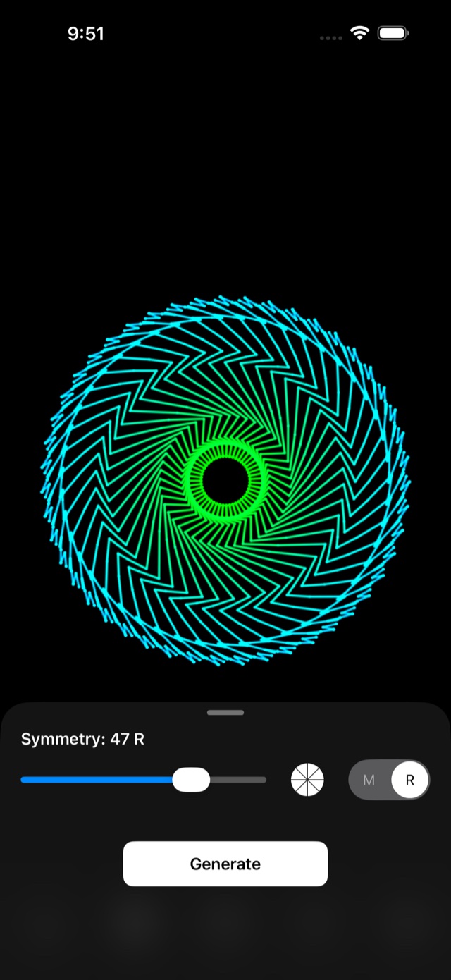 The symmetry dial being used to increase the fold count of a pattern.